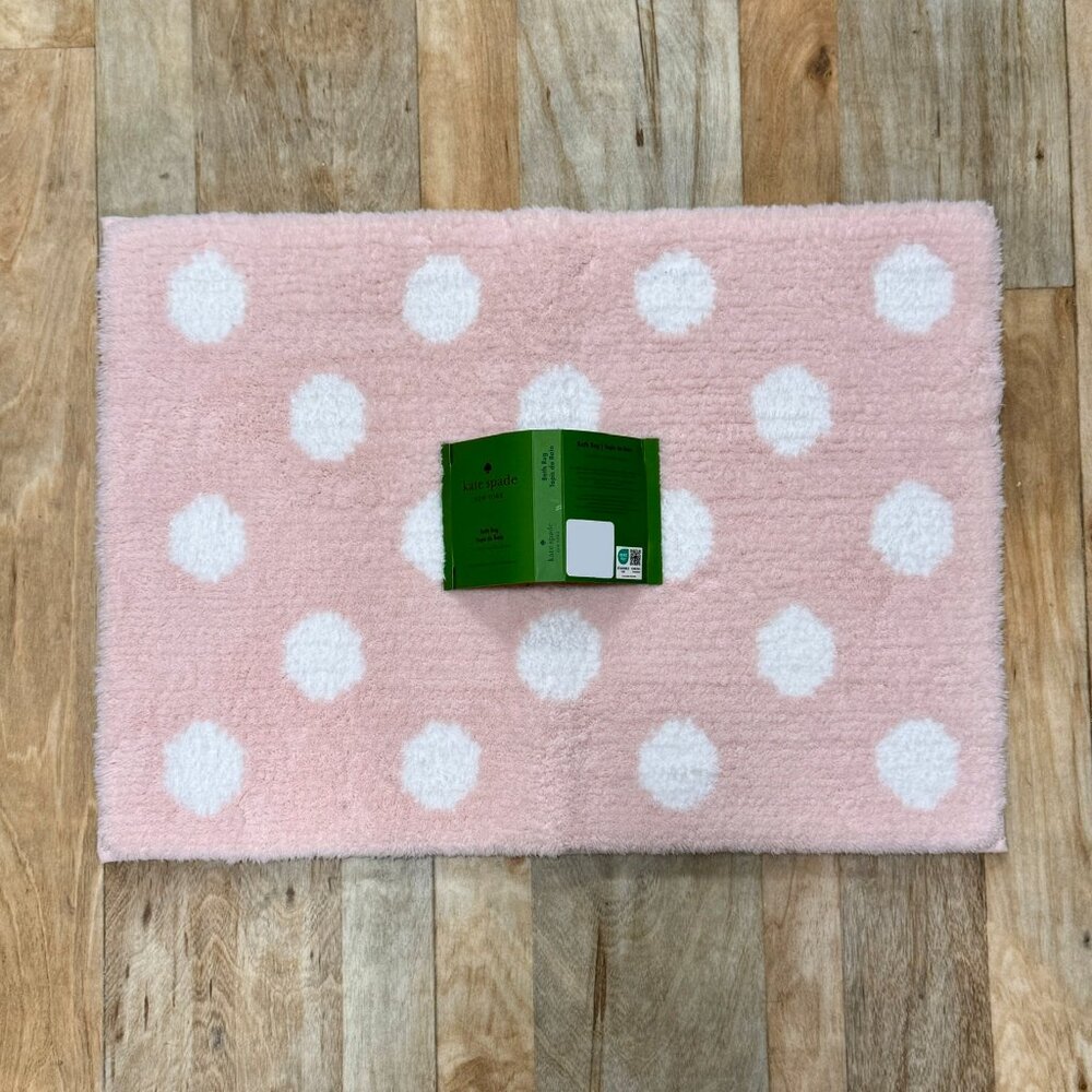 17 x 24 Kate Spade Ballet Pink White Polka Dots Bath Rug Mat Fuzzy Non Slip
